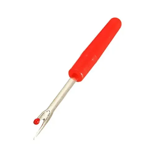 Despicator cusaturi pentru descusut tivuri, buzunare, nasturi si orice tip de cusatura, lungime 11.5cm, maner rosu