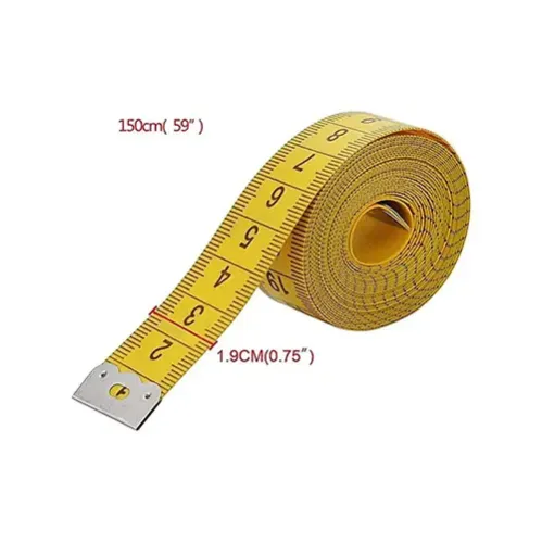 Centimetru clasic de croitorie, ambele fete in cm, 150 cm, galben