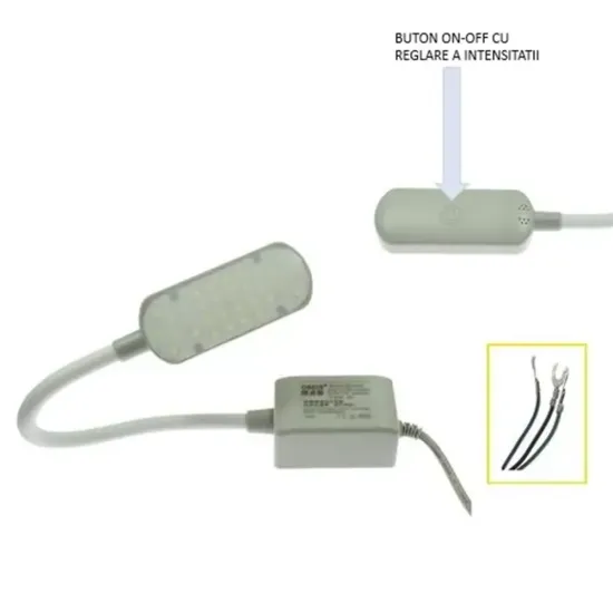 Lampa ergonomica 30 leduri cu suport magnetic, transformator si intensitate luminoasa reglabila, pentru masini de cusut, 220V