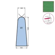 Husa U1 pentru masa de calcat, snur de prindere la varf, 100% poliester, 1.300x500x360mm, verde