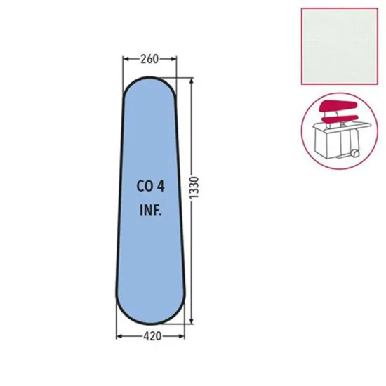 Husa CO4 BUCK pentru presa, 100% poliester stretch, 1.330x420x260mm, alb