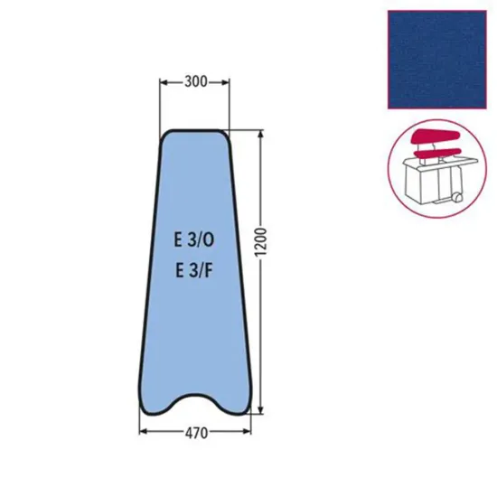 Husa E 3/O - E 3/F pentru presa, 100% poliester stretch, 1.200x470x300mm, albastru