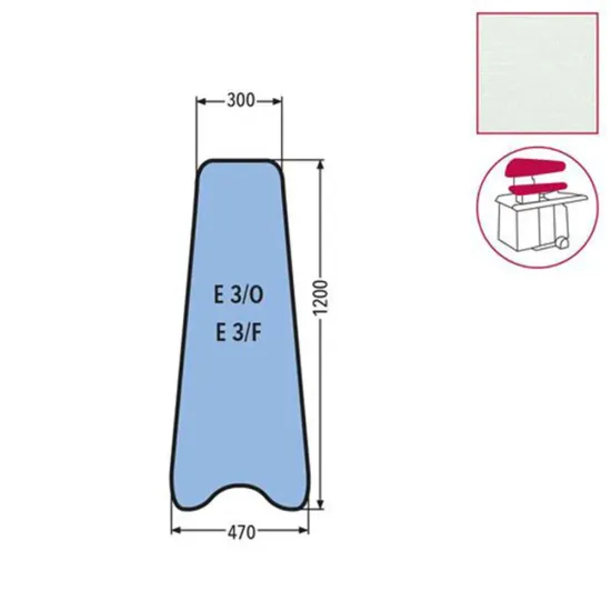 Husa E 3/O - E 3/F pentru presa, 100% poliester stretch, 1.200x470x300mm, alb