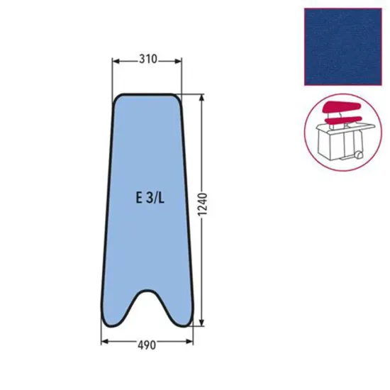 Husa E 3/L pentru presa, 100% poliester stretch, 1.240x490x310mm, albastru