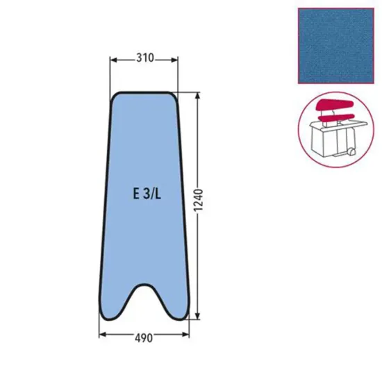 Husa E 3/L pentru presa, 100% poliester stretch, 1.240x490x310mm, albastru cerului