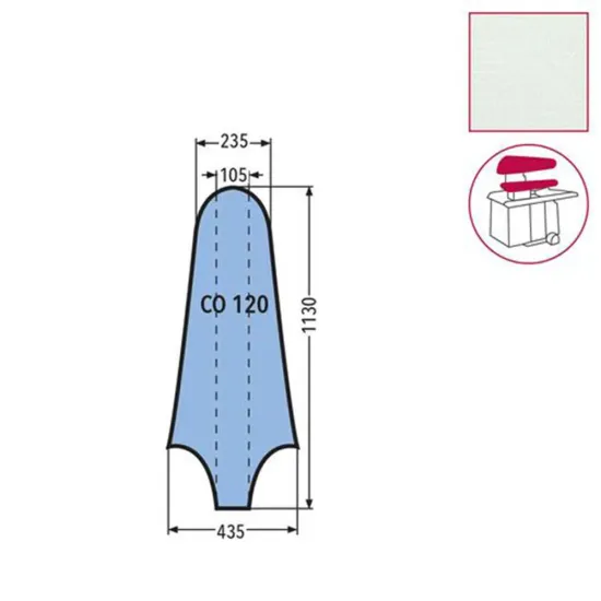 Husa CO 120 pentru presa, 100% poliester stretch, 1.130x435x235mm, alb