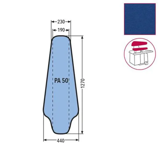 Husa PA 50 pentru presa, 100% poliester stretch, 1.270x440x230mm, albastru
