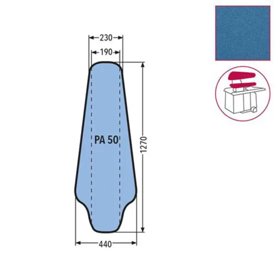 Husa PA 50 pentru presa, 100% poliester stretch, 1.270x440x230mm, albastru cerului