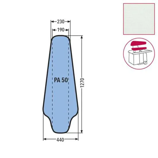 Husa PA 50 pentru presa, 100% poliester stretch, 1.270x440x230mm, alb
