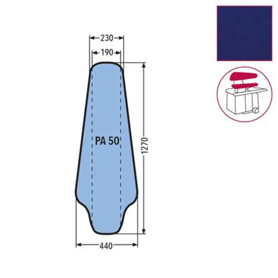 Husa PA 50 pentru presa, 100% poliester stretch, 1.270x440x230mm, albastru inchis