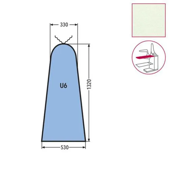 Husa U6 MAXI pentru masa de calcat, snur de prindere la varf, 65% poliester, 35% bumbac, 1.320x530x330mm, alb