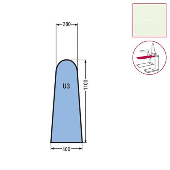 Husa U3 pentru masa de calcat, prindere cu fermoar, 65% poliester, 35% bumbac, 1.100x400x280mm, alb