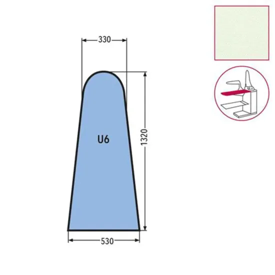 Husa U6 pentru masa de calcat, prindere cu fermoar, 65% poliester, 35% bumbac, 1.320x530x330mm, alb