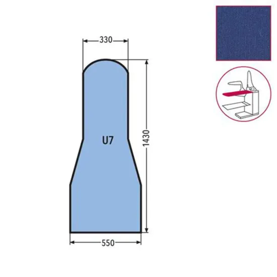 Husa U7 pentru masa de calcat, prindere cu fermoar, 65% poliester, 35% bumbac, 1.430x550x330mm, albastru