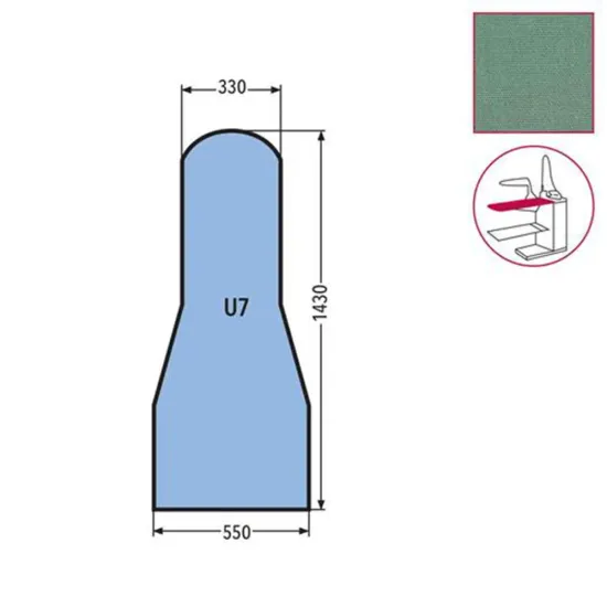 Husa U7 pentru masa de calcat, prindere cu fermoar, 65% poliester, 35% bumbac, 1.430x550x330mm, verde