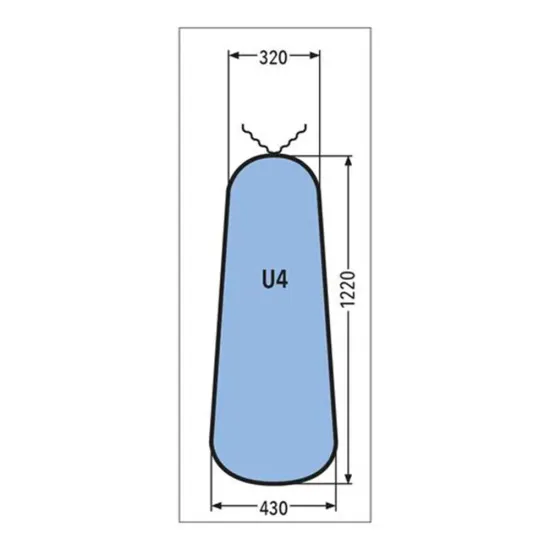 Husa U4 PRONTO-STIRO pentru masa de calcat, snur de prindere la varf, 100% poliester, cu pasla grosime 9mm, 1.220x430x320mm, albastru