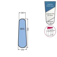 Husa CO5 PRONTO-STIRO pentru capac presa, 100% poliester, cu pasla grosime 9mm, 1.060x310x230mm, albastru cerului