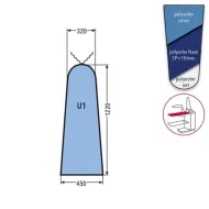Husa U1 PRONTO-STIRO pentru masa de calcat, snur de prindere la varf, poliester cu spuma siliconata grosime 10mm, 1.220x450x320mm, albastru cerului