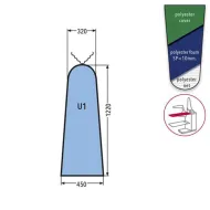 Husa U1 PRONTO-STIRO pentru masa de calcat, snur de prindere la varf, poliester cu spuma siliconata grosime 10mm, 1.220x450x320mm, verde