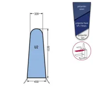 Husa U2 PRONTO-STIRO pentru masa de calcat, snur de prindere la baza, poliester cu spuma siliconata grosime 10mm, 1.220x450x320mm, albastru inchis