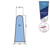 Husa U2 PRONTO-STIRO pentru masa de calcat, snur de prindere la baza, poliester cu spuma siliconata grosime 10mm, 1.220x450x320mm, albastru cerului