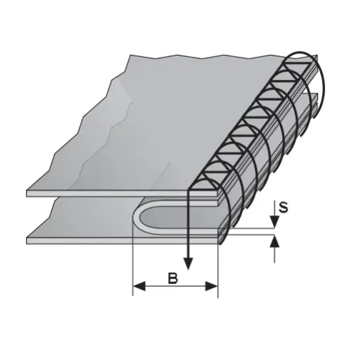 Dispozitiv pentru piping, pliere simpla, materiale medii, pentru masini de surfilat, intrare 12-100mm, iesire 6-50mm