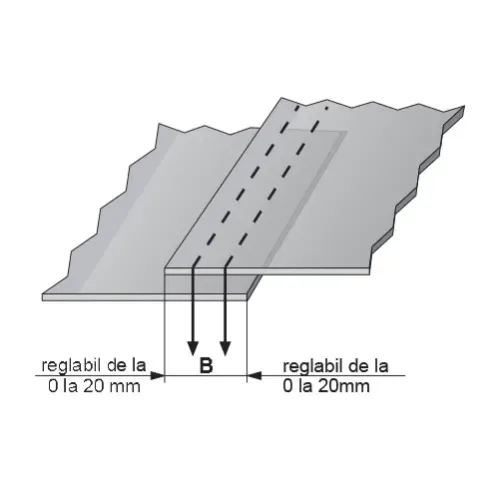 Dispozitiv reglabil pentru operatii de asamblare, materiale de grosime medie, pentru masini de cusut plane cu 2 ace, iesire de la 0 la 20mm