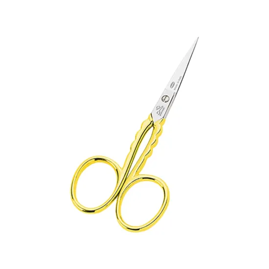 Mini foarfeca de broderie din otel C50 placat cu nichel, manere egale, Premax, colectia Oro, 9cm (3-1/2")