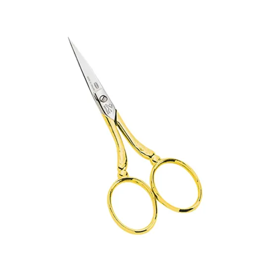 Mini foarfeca de broderie din otel C50 placat cu nichel, manere egale, Premax, colectia Oro, 9cm (3-1/2)