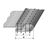 Dispozitiv bordator cu dubla intoarcere, inserat elastic 30-40mm, intrare 90-120mm, iesire 32-42mm