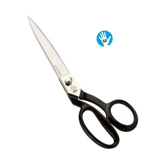 Foarfeca de croitorie din otel carbon C50 nichelat, manere inegale, pentru mana stanga, Premax, colectia Classica, 25cm (10″)