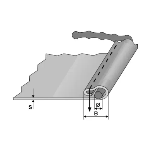 Dispozitiv dubla intoarcere superioara pentru inserarea unui cordon de plumb, pentru masini simple plane, materiale medii, diametru cordon 3mm, iesire 8-16mm