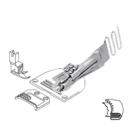 Dispozitiv bordator pentru masini plane de zig-zag, cu dubla intoarcere, inserat elastic 3-15mm, intrare 18-47mm, iesire 4-16mm