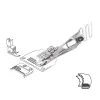 Dispozitiv bordator pentru masini plane de zig-zag, cu dubla intoarcere, inserat elastic 4-15mm, intrare 20-47mm, iesire 5-16mm