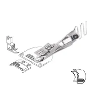 Dispozitiv bordator pentru masini plane de zig-zag, cu dubla intoarcere, inserat elastic 4-15mm, intrare 20-47mm, iesire 5-16mm