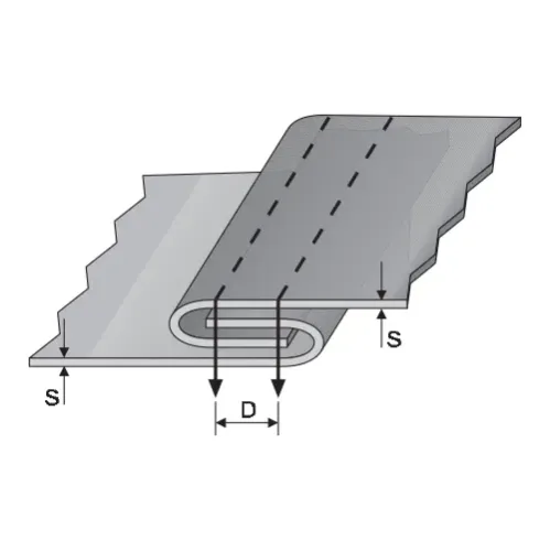 Dispozitiv pentru operatii de asamblare, materiale subtiri, pentru masini de cusut plane cu 2 ace, distanta intre ace 10mm
