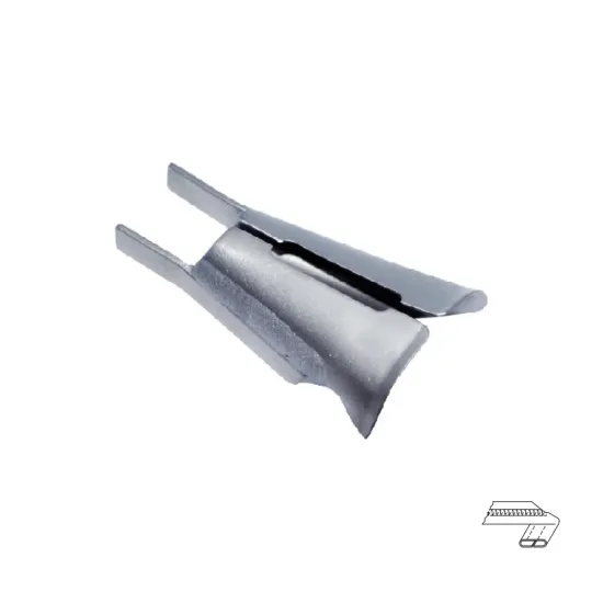 Dispozitiv pentru gaici, materiale medii, pentru masini de cusut acoperire Rimoldi, intrare 16-40mm, iesire 8-20mm, distanta intre ace 4.5mm
