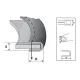 Dispozitiv bordator in unghi (95°) cu simpla intoarcere pentru masini industriale de cusut cu triplu transport, intrare 12-40mm, iesire 6-20mm, grosime material bordat 3-6mm