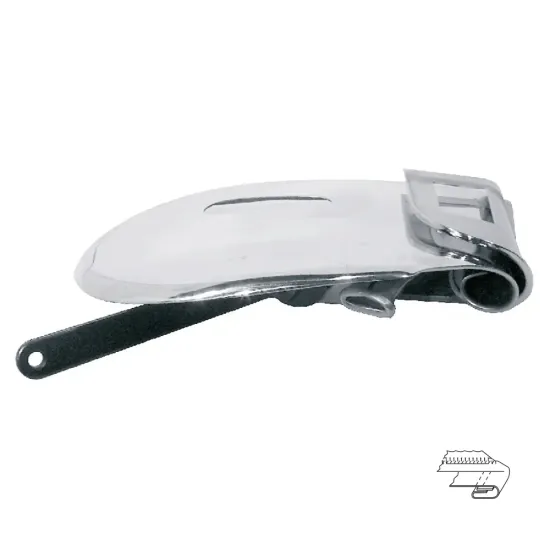 Dispozitiv pliere dubla inferioara pentru introdus elastic, materiale medii, pentru masini de cusut Rimoldi, iesire 12-22mm, latime elastic 6-20mm