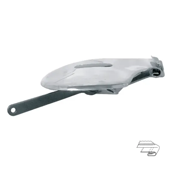 Dispozitiv pliere dubla inferioara pentru introdus elastic la mini-slip, materiale medii, pentru masini de cusut Rimoldi, iesire 8-12mm, latime elastic 6-10mm