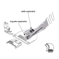 Dispozitiv bordator pentru masini plane de zig-zag, cu dubla intoarcere, inserat elastic 4-14mm, intrare 20-45mm, iesire 5-15mm