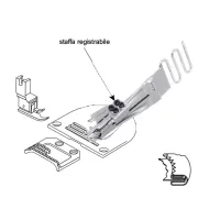 Dispozitiv bordator pentru masini plane de zig-zag, cu dubla intoarcere, inserat elastic 4-14mm, intrare 20-45mm, iesire 5-15mm
