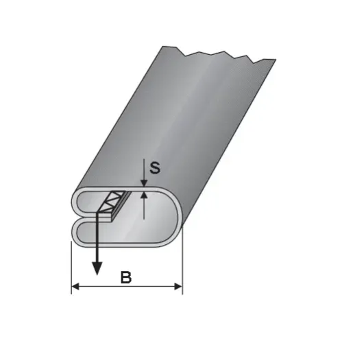 Dispozitiv de introdus snur (spaghetti) cu dubla intoarcere, pentru grosime medie, pentru masini de surfilat industriale, intrare 14mm - 38mm, iesire 3.5mm - 11mm