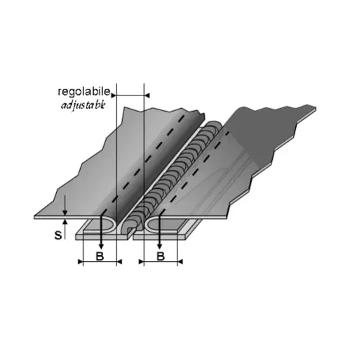 Dispozitiv dublu reglabil cu intoarcere inferioara pentru inserare fermoar, pentru masini plane cu 2 ace, materiale medii, iesire 10mm