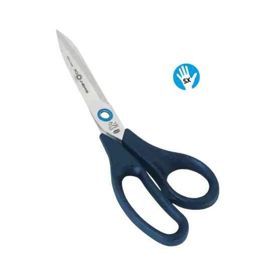Foarfeca de croitorie multifunctionala din otel inoxidabil, cu sistem de auto strangere cu inel, manere inegale, pentru mana stanga, Premax, 22cm (8-3/4″)