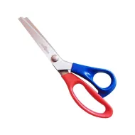 Foarfeca de croitorie din otel carbon C50 nichelat, lame zimtate pentru taiere zig-zag, manere inegale, Golden Eagle, 23cm (9″)