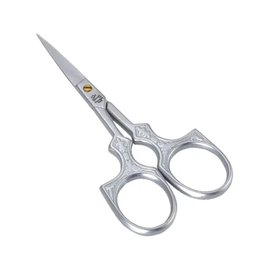 Foarfeca de broderie din otel carbon placat cu nichel mat sablat, manere egale, Premax, colectia Croma, 9cm (3-1/2)
