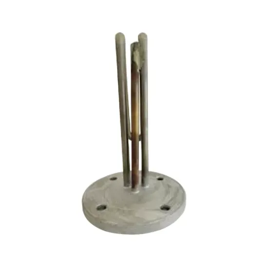 Element de incalzire (rezistenta) cu flansa 4 gauri si suport pentru sonda Ø 6mm, pentru echipamente de calcat REVERBERI, lungime 180mm, Ø flansa 110mm, Ø gauri 9mm, distanta intre gauri 85mm, 1500W