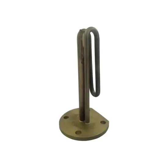Element de incalzire (rezistenta) cu flansa trunchiata cu 4 gauri si suport pentru sonda Ø 8mm, pentru echipamente de calcat MAX STIR, lungime 165mm, Ø flansa 90mm, Ø gauri 9mm, distanta intre gauri 70mm, 1500W