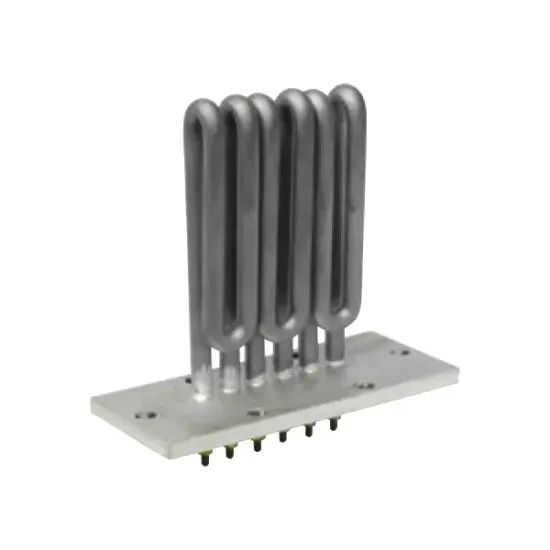Element de incalzire (rezistenta) cu flansa 6 gauri dreptunghiulara pentru echipamente de calcat MAX STIR, lungime 140mm, flansa 165x70mm, Ø gauri 10mm, 4500W
